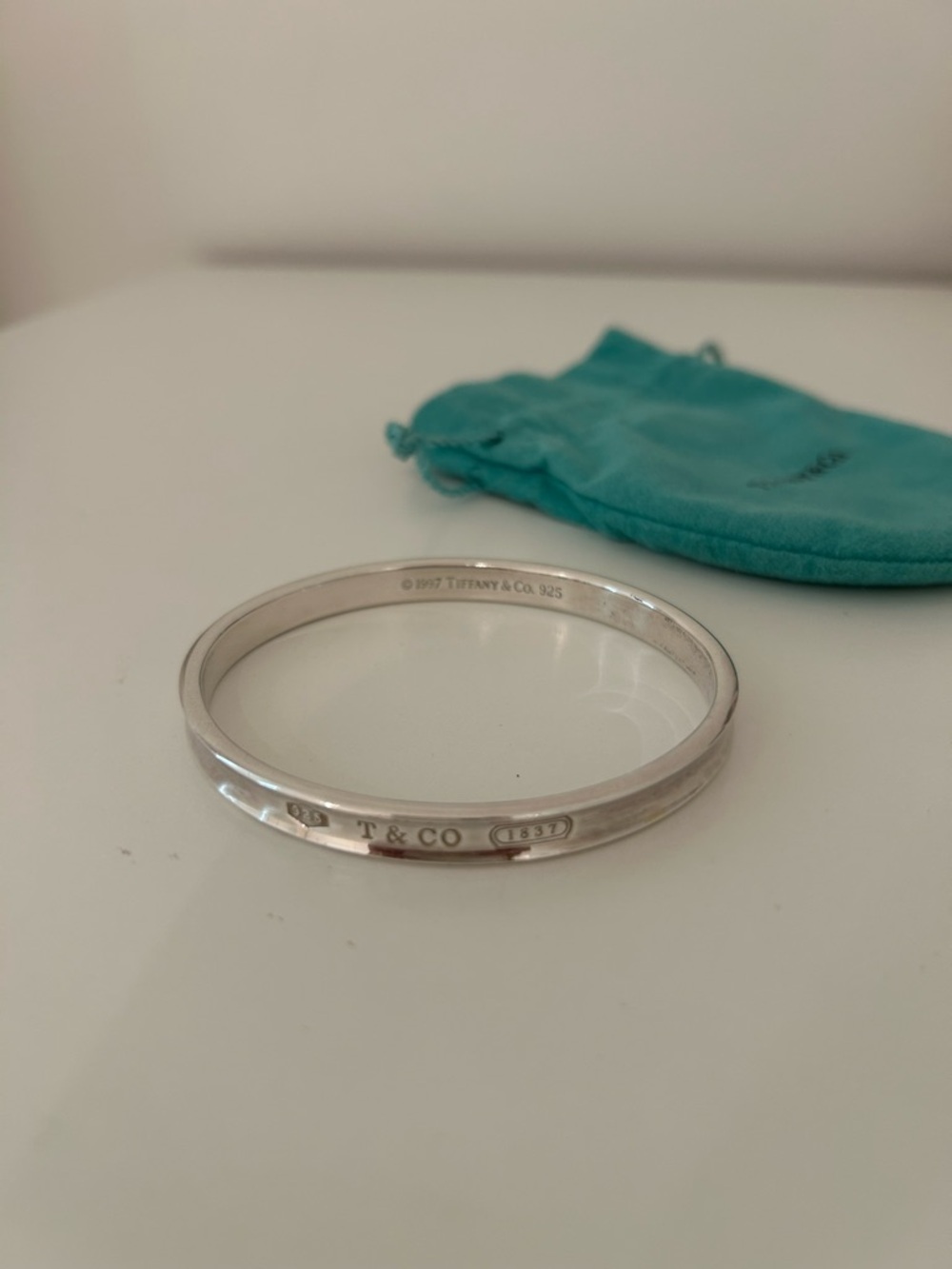 Tiffany & Co. Sterling Silver Bangle with Tiffany Blue Pouch - Picture 4 of 5